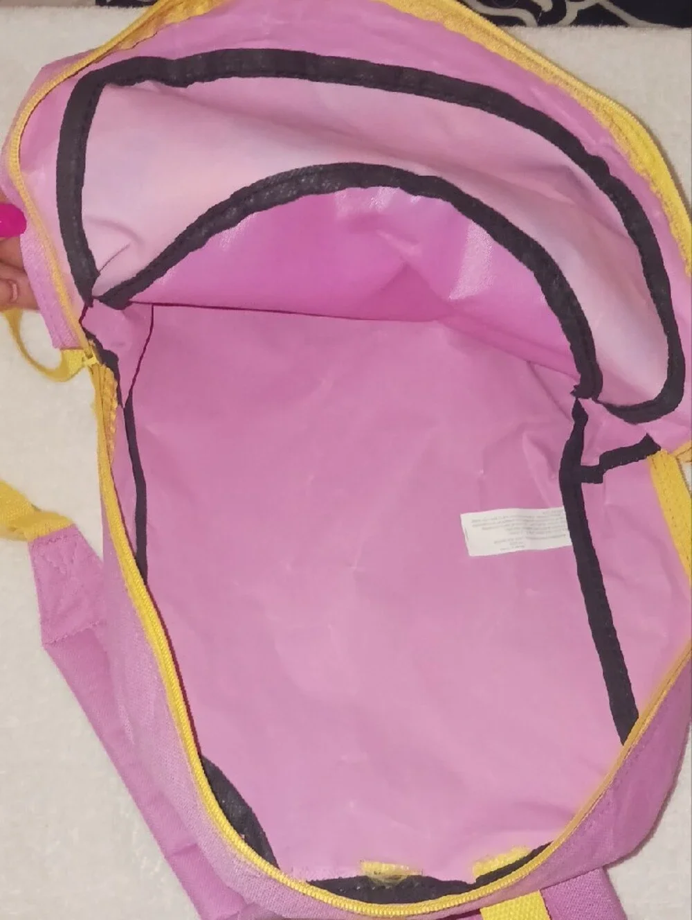 Kids Pink Heart-Print Backpack with Yellow Trim